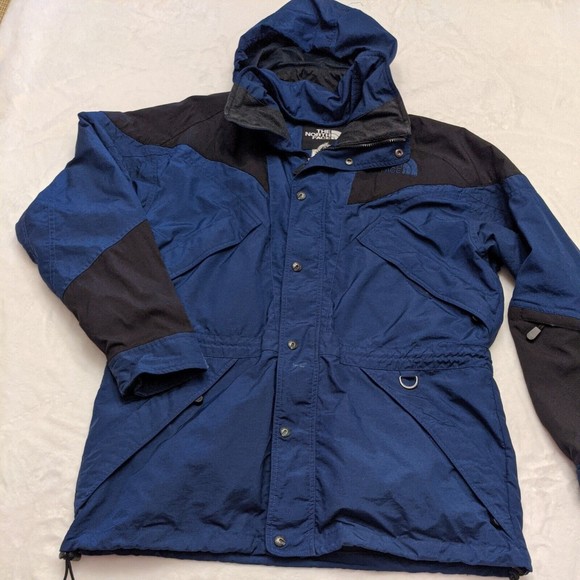 Vintage Men's Small The North Face Blue Zip Up Hooded Rain Jacket TNF - Picture 1 of 12